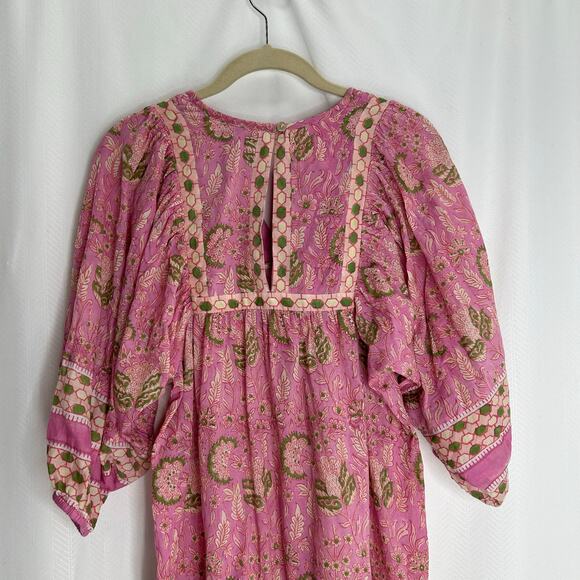 Cleobella Magdelena Wildflower mini dress pink floral XS puff sleeves garden - Picture 9 of 10